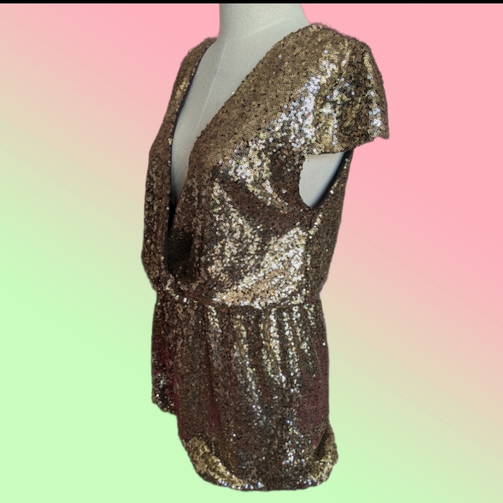 FOREVER 21 Gold Sequin romper